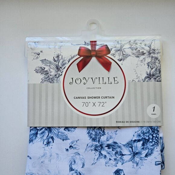 Christmas Santa Claus Shower Curtain 70 x 72 Winter Wreath Holiday - Picture 2 of 6